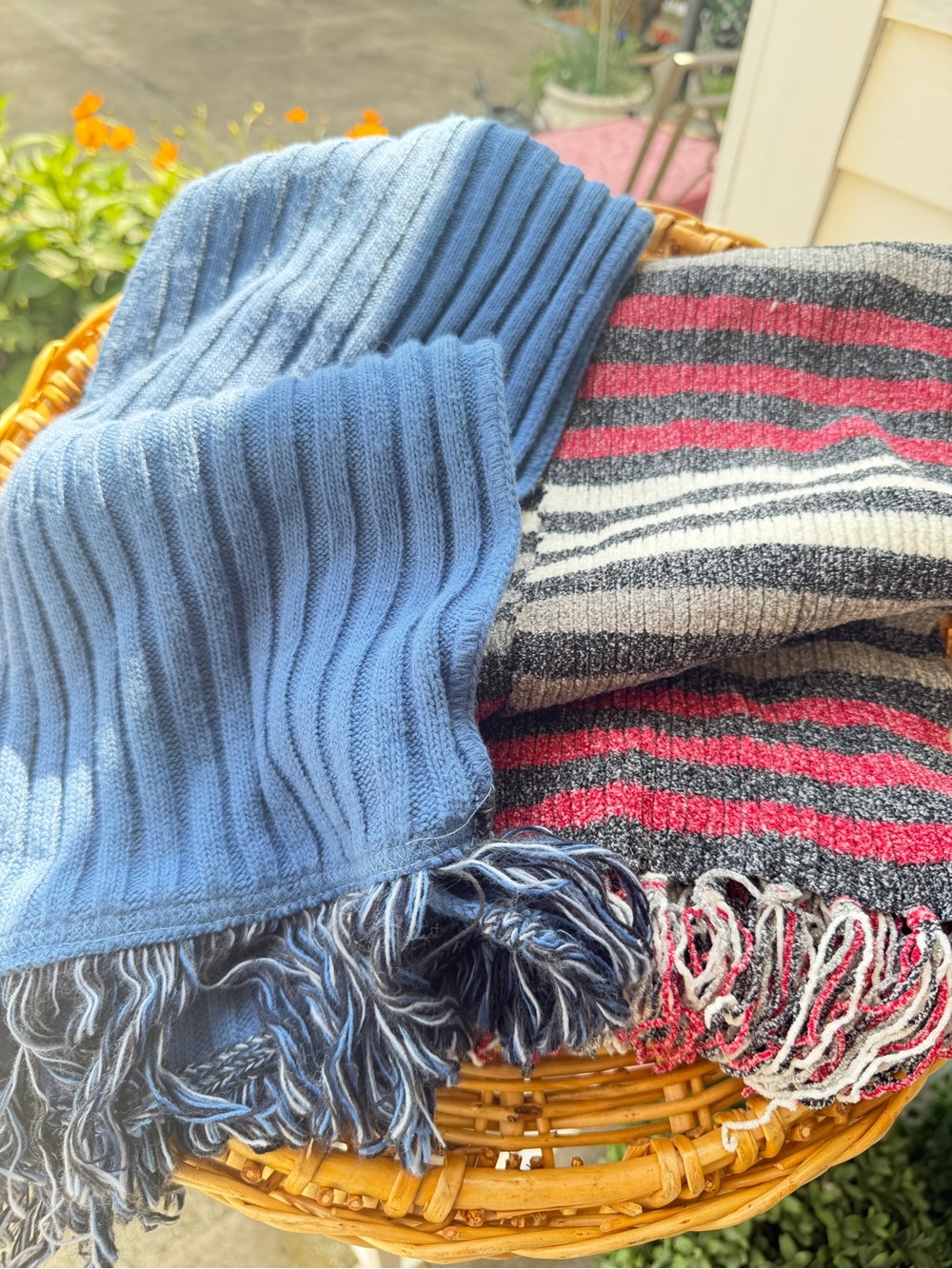 VTG Winter Scarf Bundle - Cozy Blue and Multi-color Striped